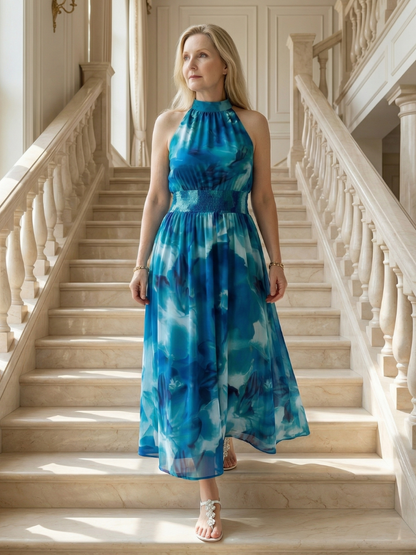 Gerlindis | Maxikleid mit Batikdruck in Gelb
