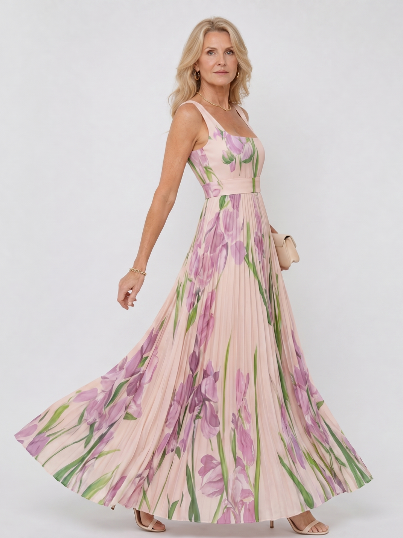 Emmeline | Plisseekleid mit Tulpendruck