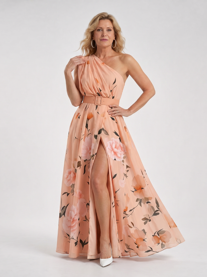 Roberta | Maxikleid mit One-Shoulder-Ausschnitt in Mint