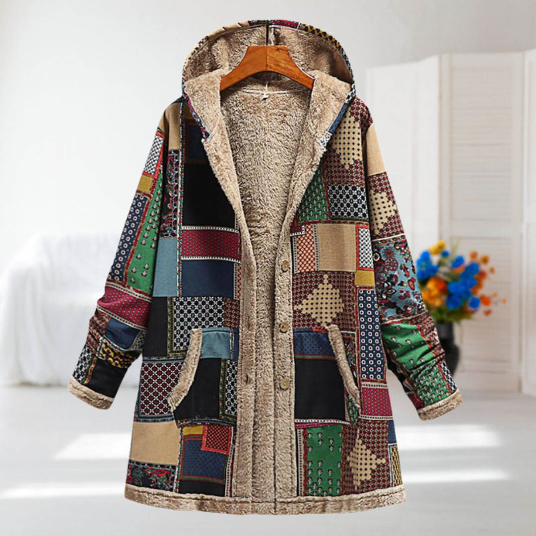 Luise-Marie | Patchwork-Kapuzenmantel im Vintage-Stil