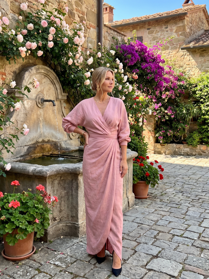 Ottavia | Wickelkleid in Rot mit langen Ärmeln