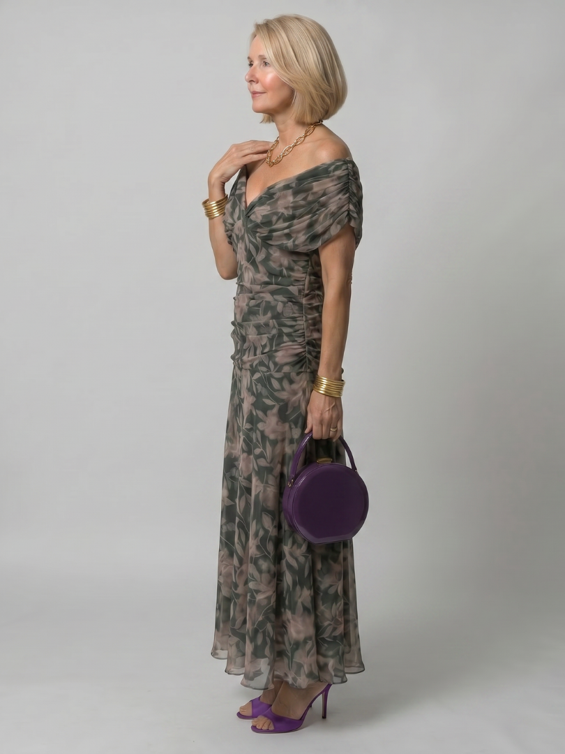 Isolde-Marie | Midikleid mit Blütendruck in Violett