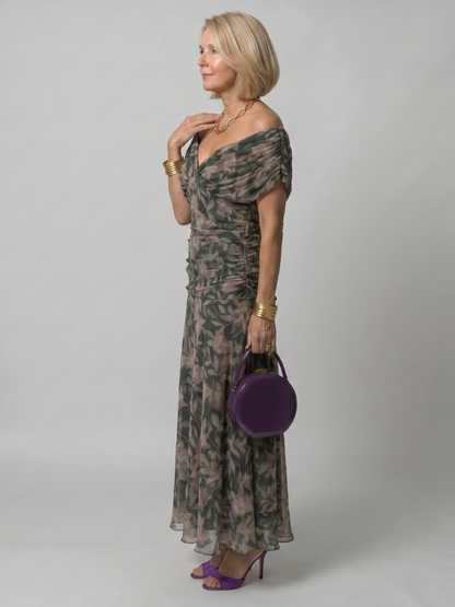 Isolde-Marie | Midikleid mit Blütendruck in Violett