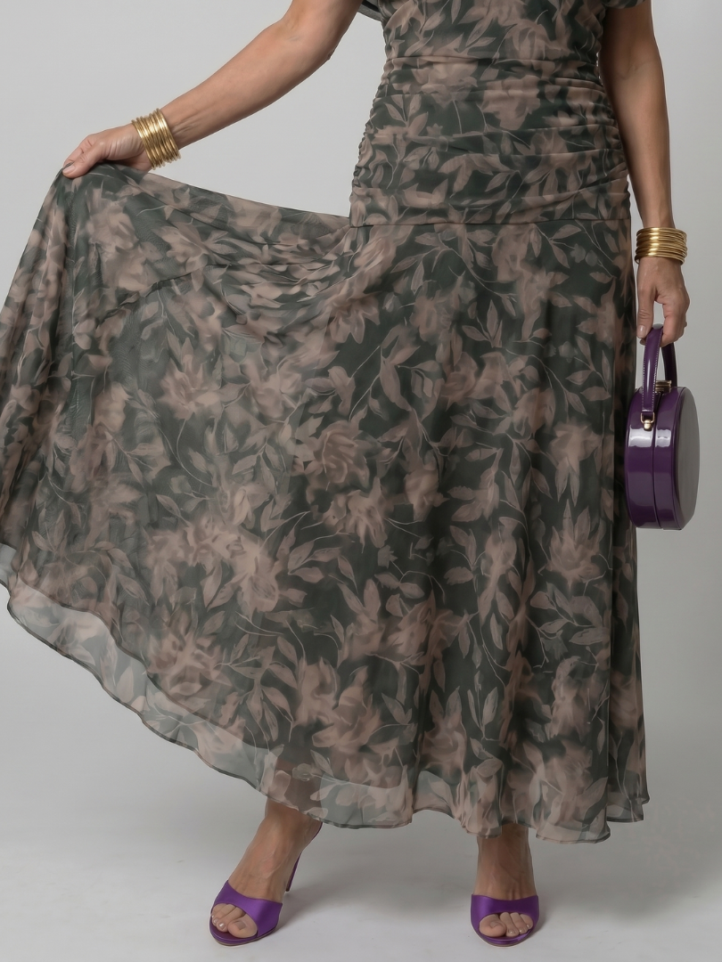 Isolde-Marie | Midikleid mit Blütendruck in Violett