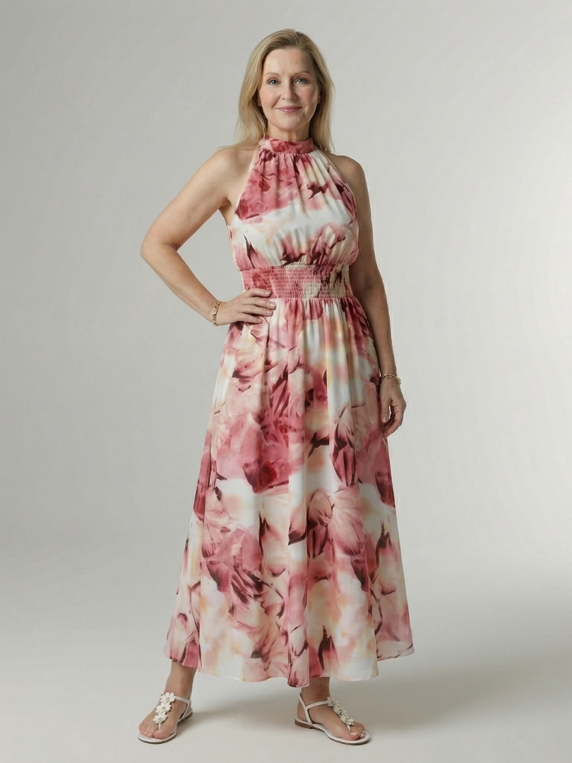 Gerlindis | Maxikleid mit Batikdruck in Gelb