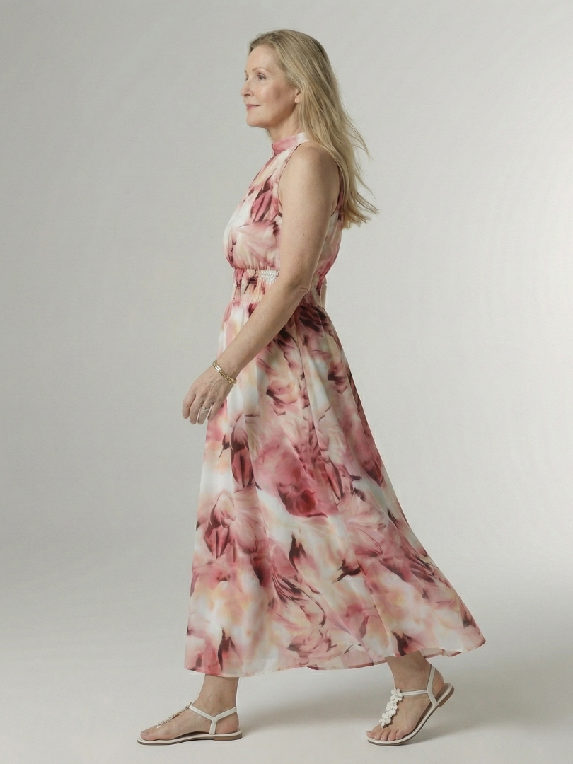 Gerlindis | Maxikleid mit Batikdruck in Gelb