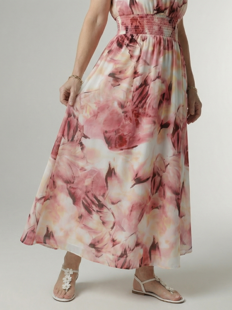 Gerlindis | Maxikleid mit Batikdruck in Gelb