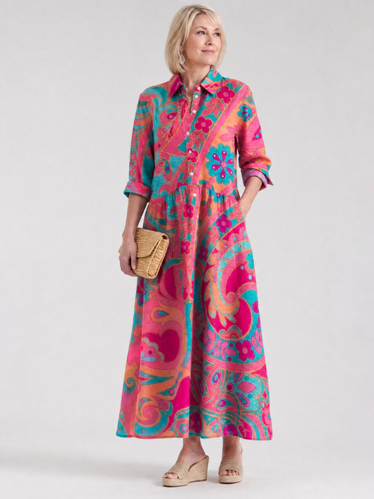 Ariane | Hemdblusenkleid mit Ornamentdruck