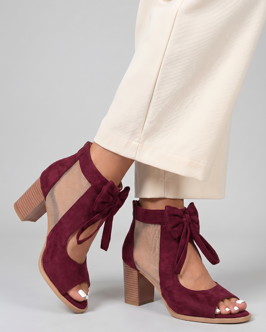 Theresa | Sandalette mit Schleife in Burgund