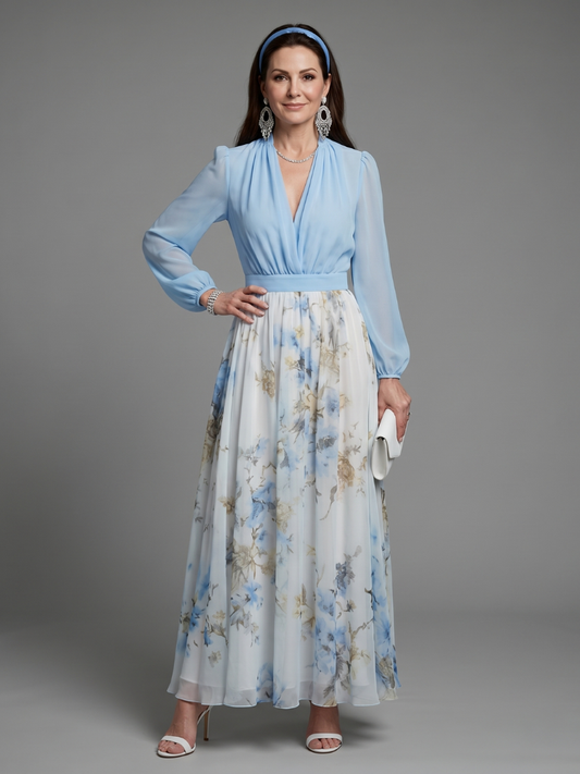 Kunigunda | Maxikleid mit Blütenrock in Hellblau