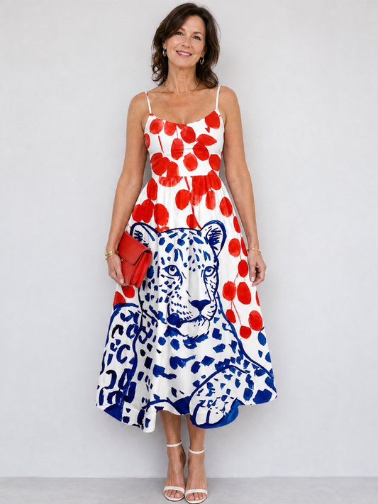 Nele | Midikleid mit Leoparden- und Punktmuster