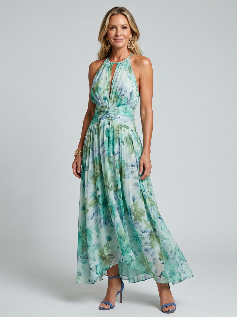 Liselotte | Midikleid mit Aquarellblüten in Mint