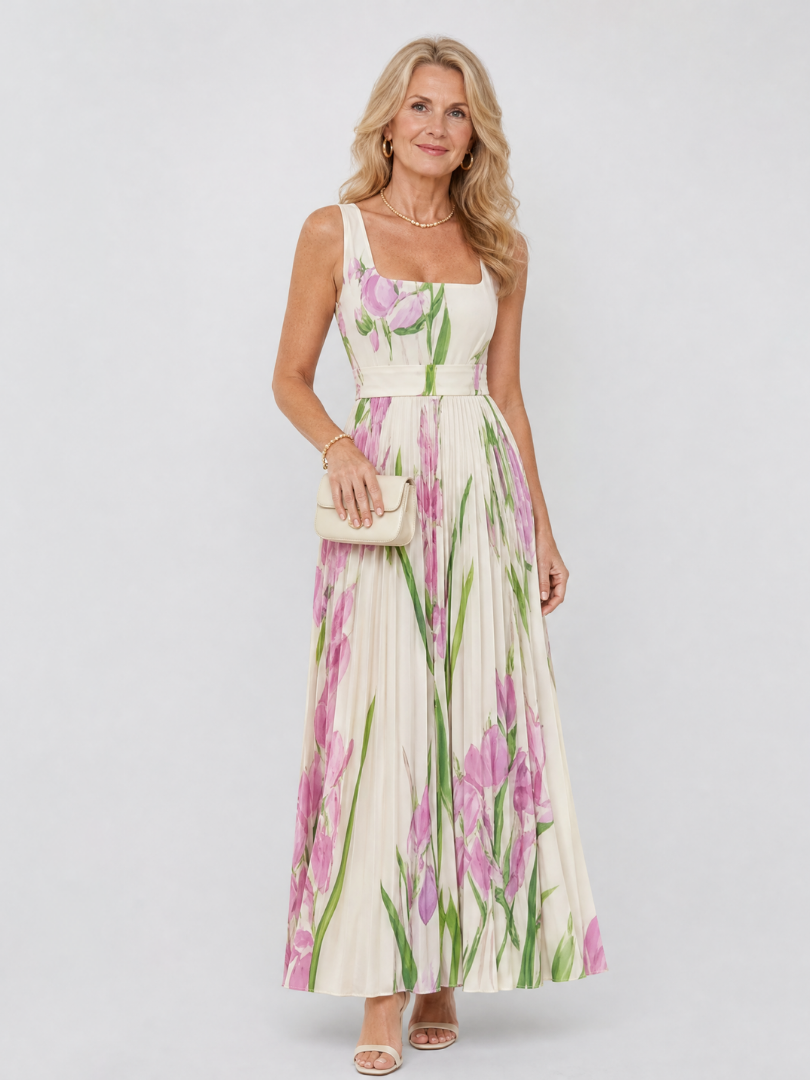 Emmeline | Plisseekleid mit Tulpendruck