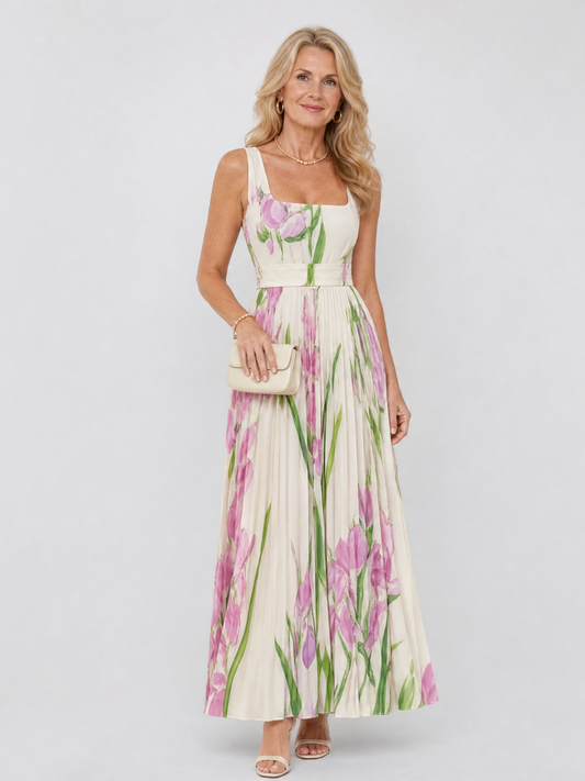 Emmeline | Plisseekleid mit Tulpendruck
