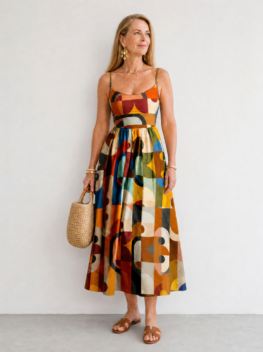 Ulrike | Midikleid mit geometrischem Muster