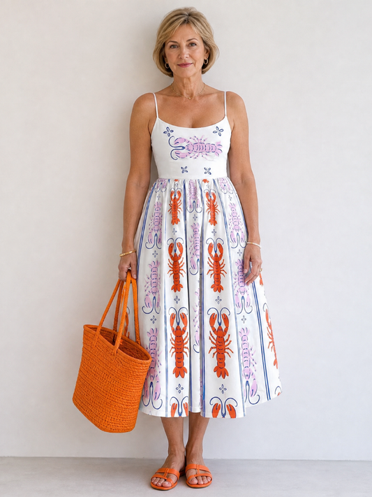 Gisela | Midikleid mit Hummerdruck