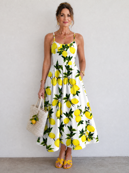 Erika | Midikleid mit Zitronenprint