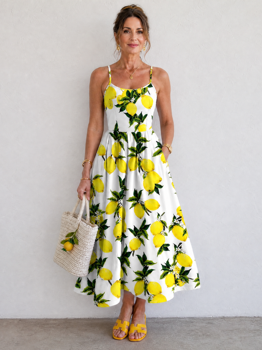 Erika | Midikleid mit Zitronenprint