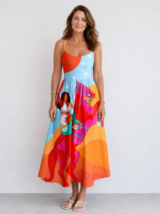 Sabine | Midikleid mit grafischem Western-Druck