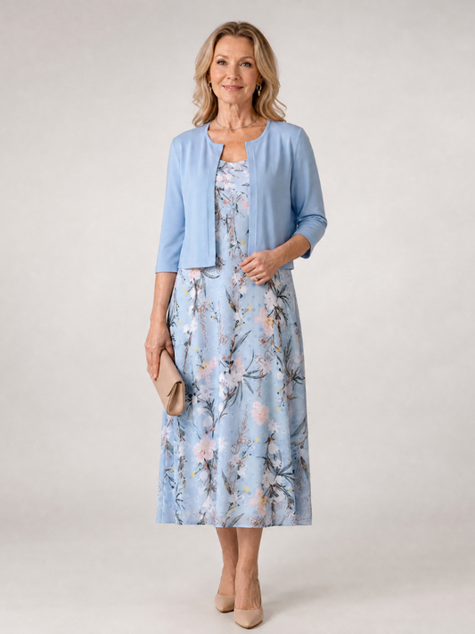 Edda | Midikleid mit Blütendruck und passendem Bolero