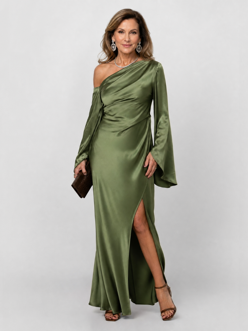 Christa | Maxikleid mit Cape-Ärmel in Grün