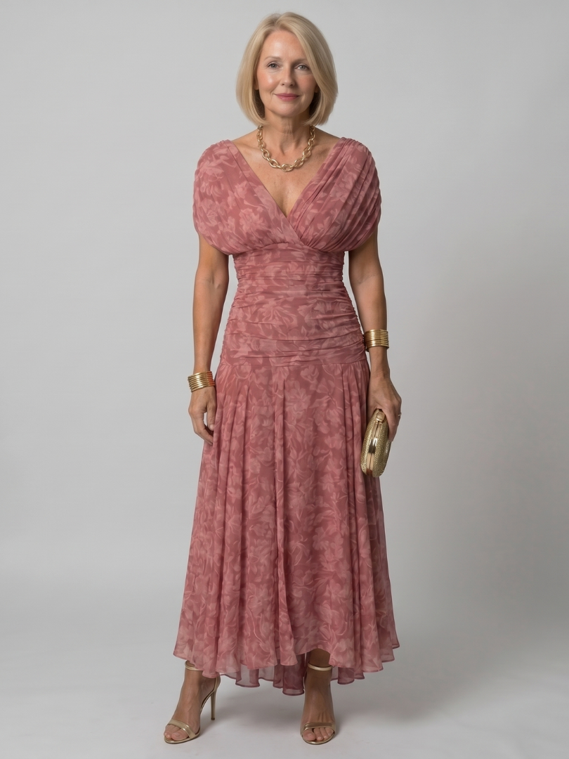 Isolde-Marie | Midikleid mit Blütendruck in Violett