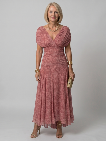 Isolde-Marie | Midikleid mit Blütendruck in Violett