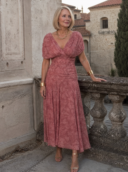 Isolde-Marie | Midikleid mit Blütendruck in Violett