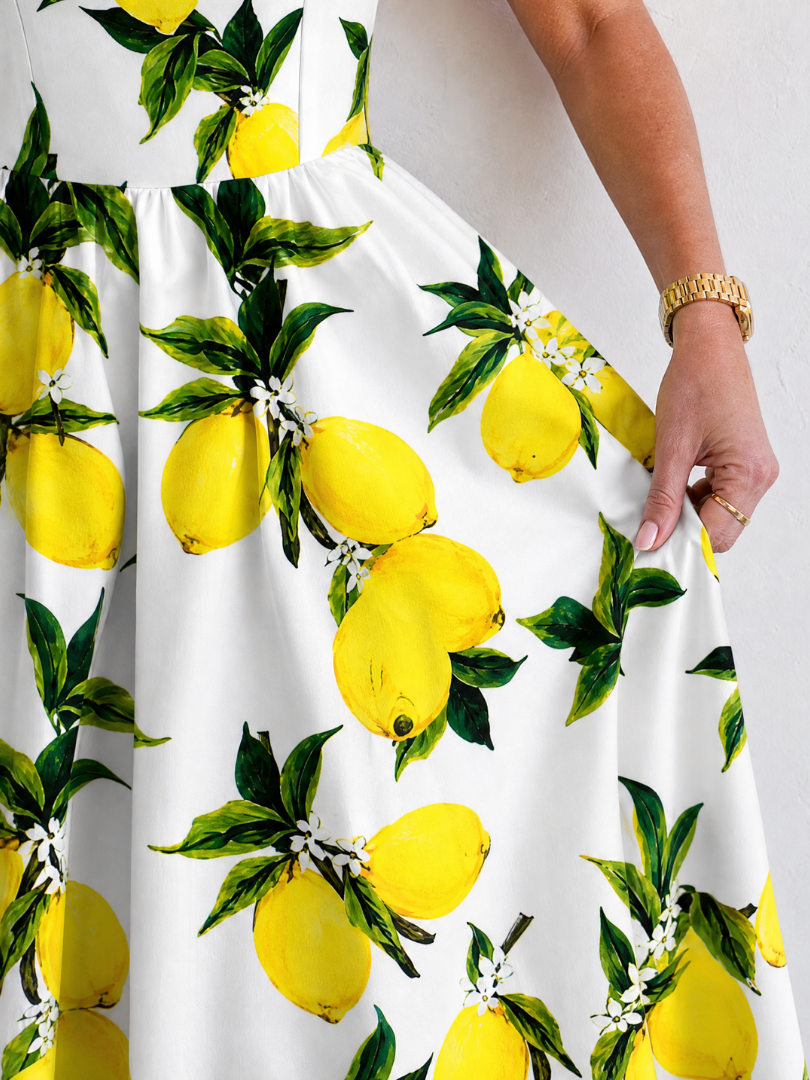 Erika | Midikleid mit Zitronenprint