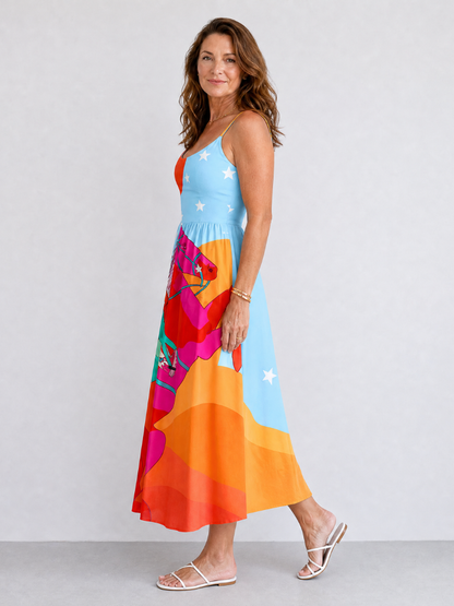 Sabine | Midikleid mit grafischem Western-Druck