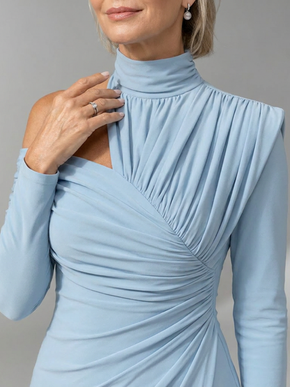 Konstanze | Midikleid mit Stehkragen und langem Ärmel