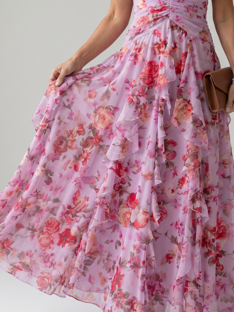 Rosaminde | Maxikleid mit Blütendruck in Flieder