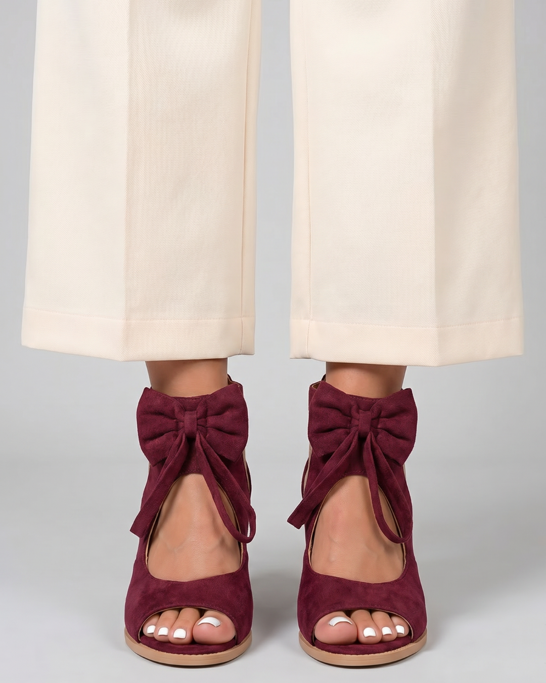 Theresa | Sandalette mit Schleife in Burgund