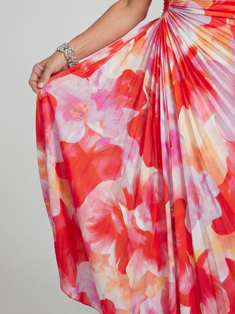 Klementine | Maxikleid mit One-Shoulder in Koralle
