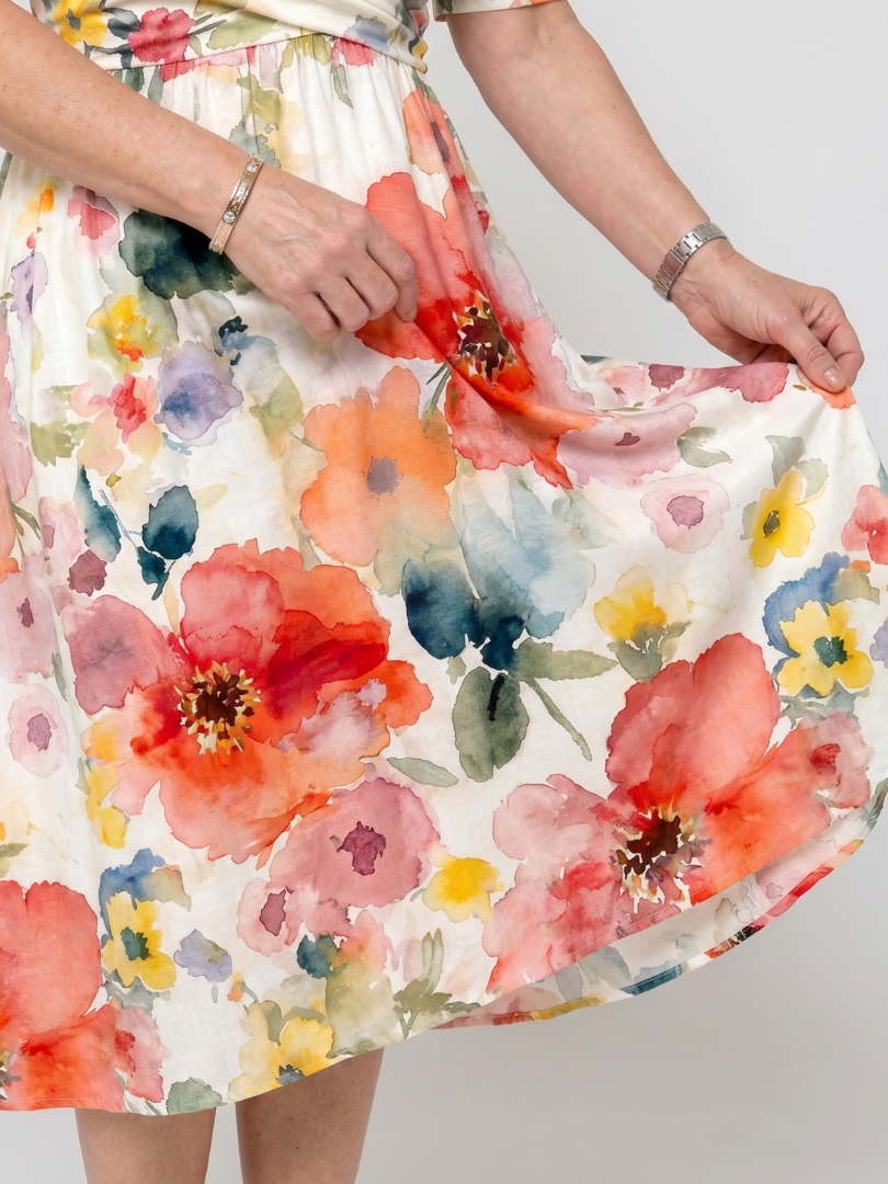 Alwine | Midikleid mit Aquarellblüten