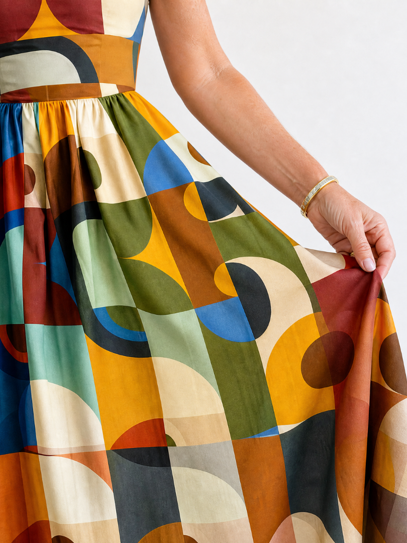 Ulrike | Midikleid mit geometrischem Muster