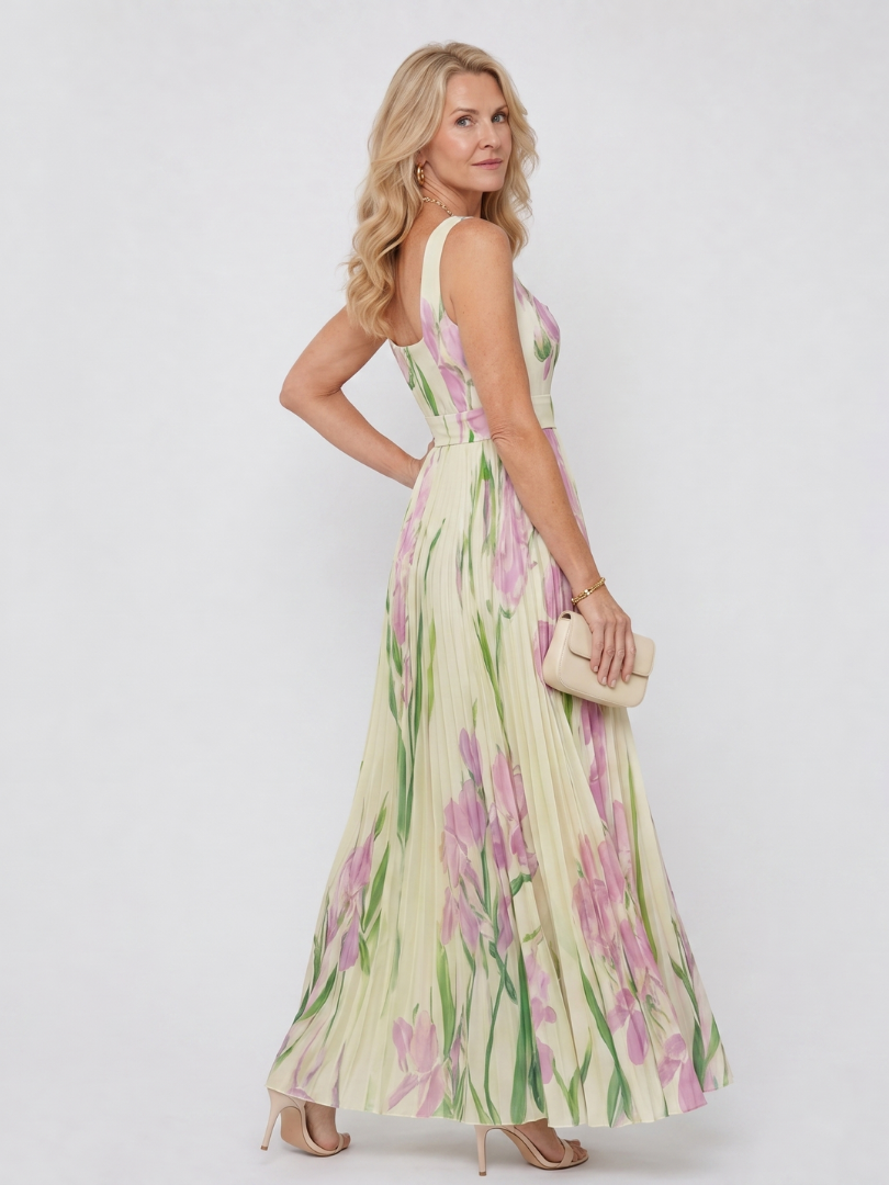 Emmeline | Plisseekleid mit Tulpendruck