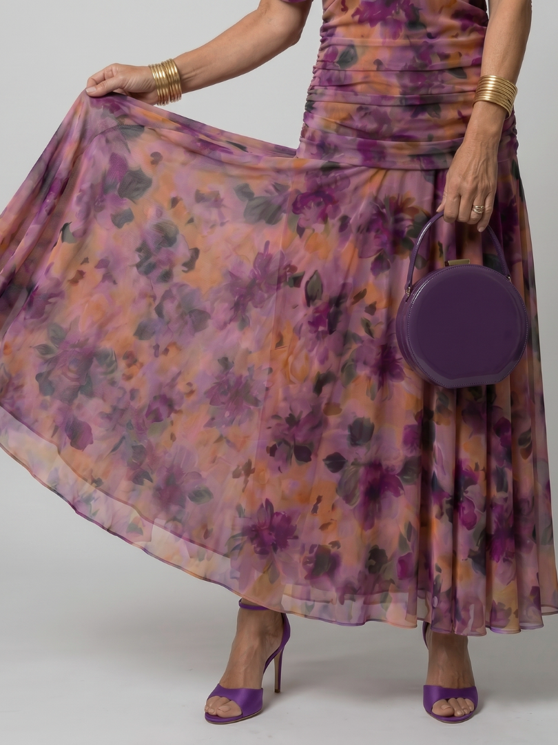 Isolde-Marie | Midikleid mit Blütendruck in Violett