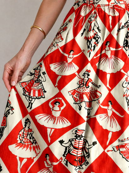 Adelinde | Midikleid mit Rautenmuster und Figuren