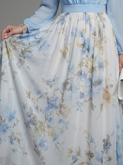 Kunigunda | Maxikleid mit Blütenrock in Hellblau