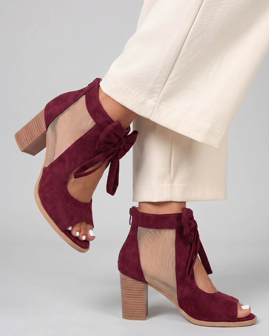 Theresa | Sandalette mit Schleife in Burgund