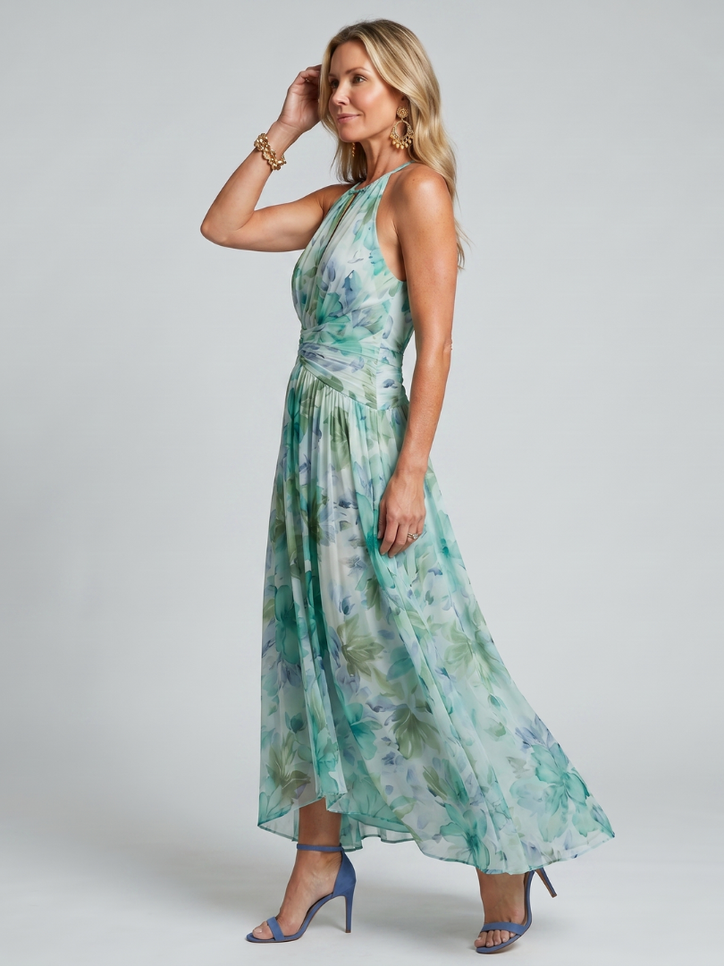 Liselotte | Midikleid mit Aquarellblüten in Mint