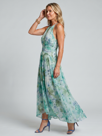 Liselotte | Midikleid mit Aquarellblüten in Mint