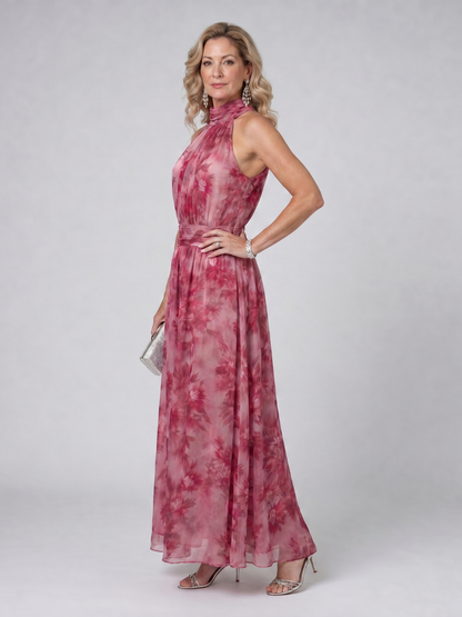 Sigismunda | Midikleid mit Blütendruck in Beere