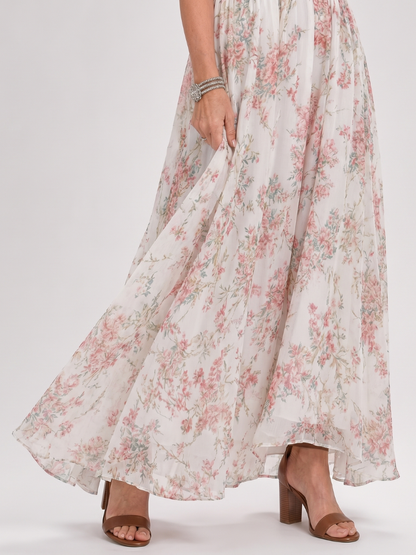 Hermine-Sophie | Midikleid mit Streublüten auf Creme