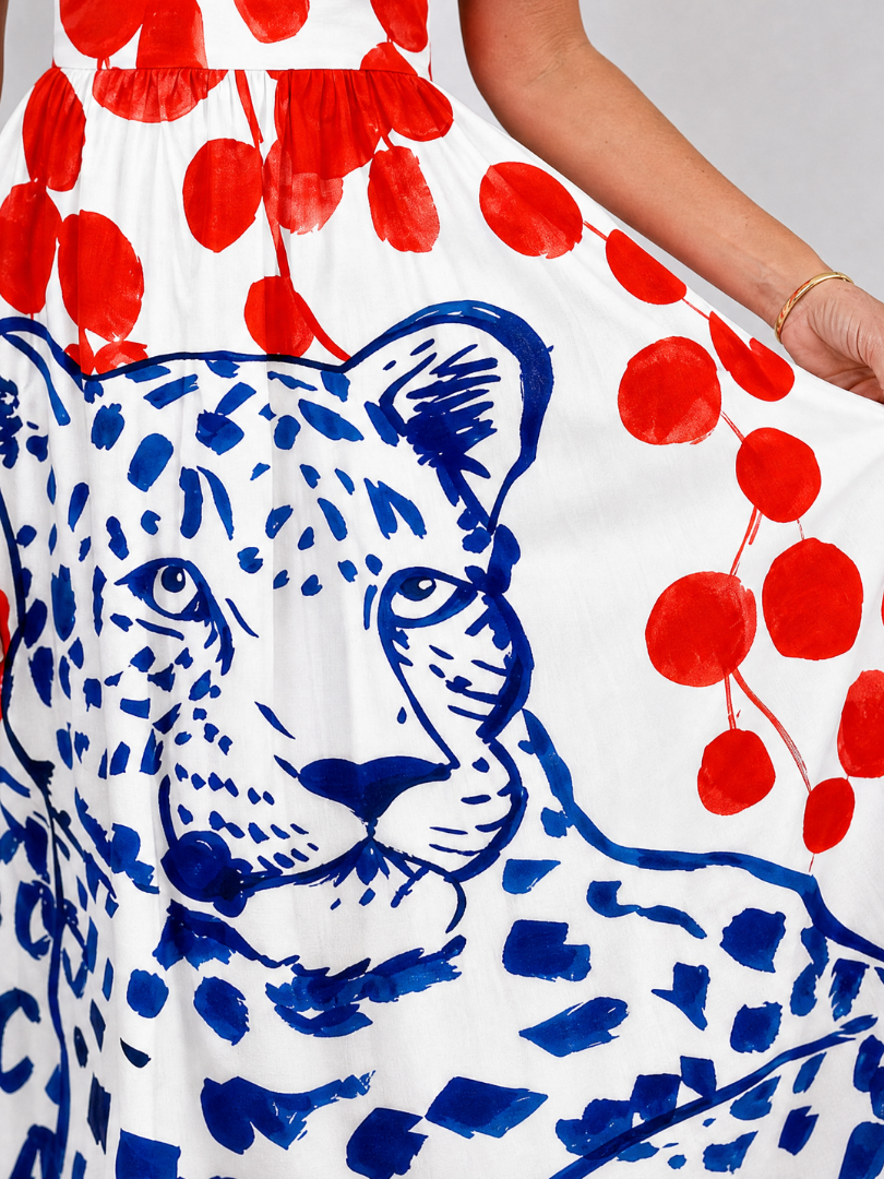 Nele | Midikleid mit Leoparden- und Punktmuster