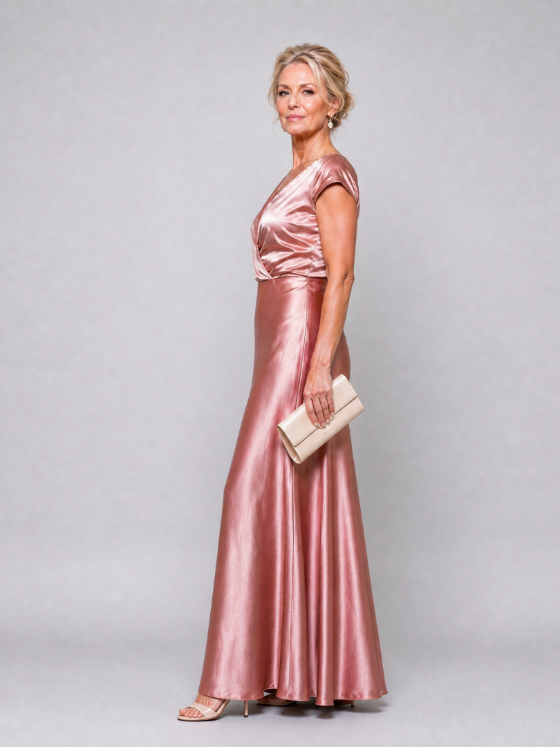 Melusine | Maxikleid in Rosé mit Satinglanz