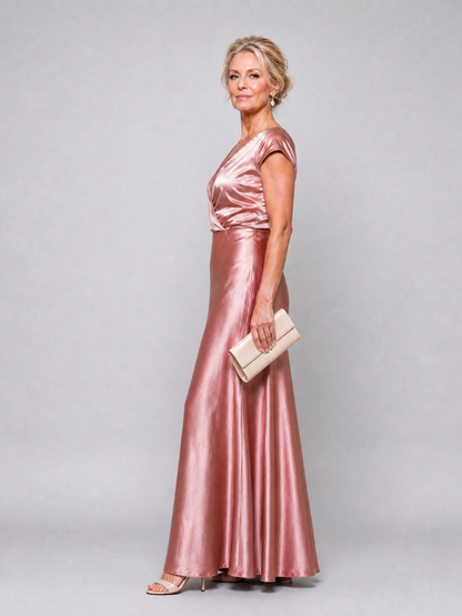 Melusine | Maxikleid in Rosé mit Satinglanz