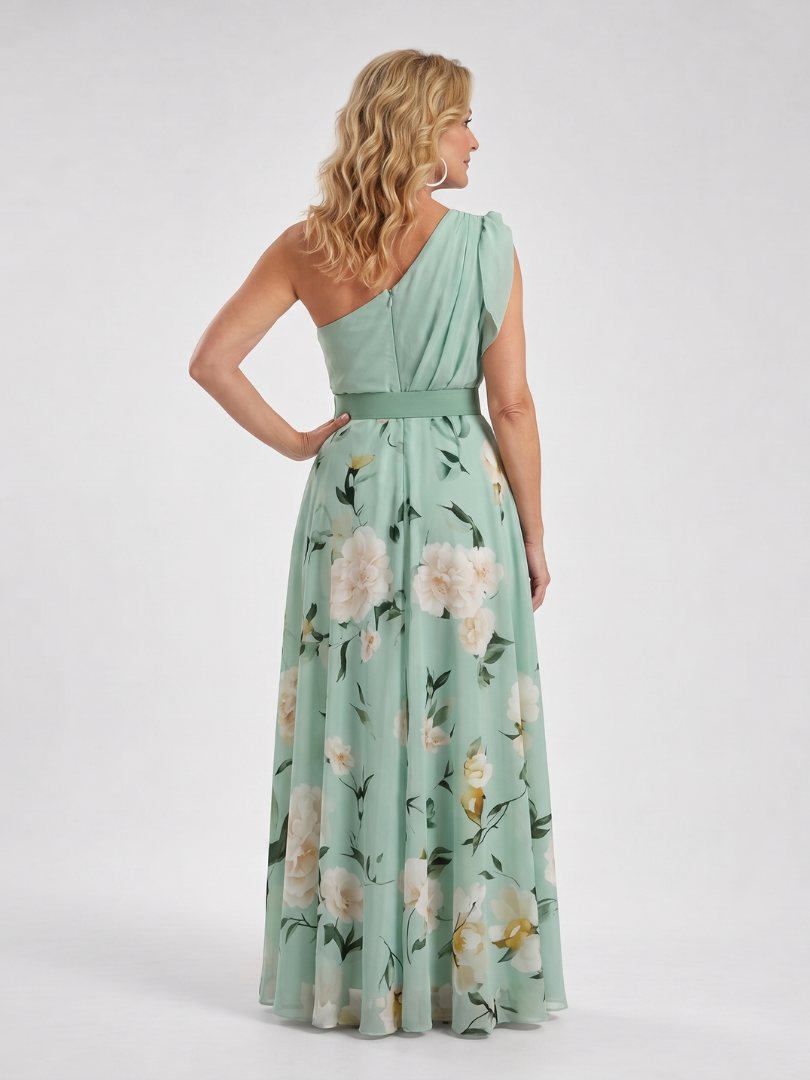 Roberta | Maxikleid mit One-Shoulder-Ausschnitt in Mint