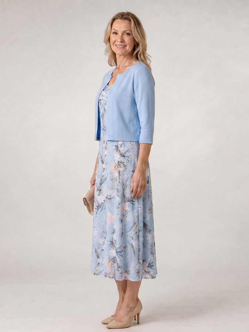 Edda | Midikleid mit Blütendruck und passendem Bolero